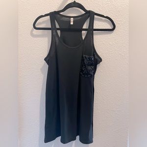 Black cotton Xhilaration tank top with black sequence pocket